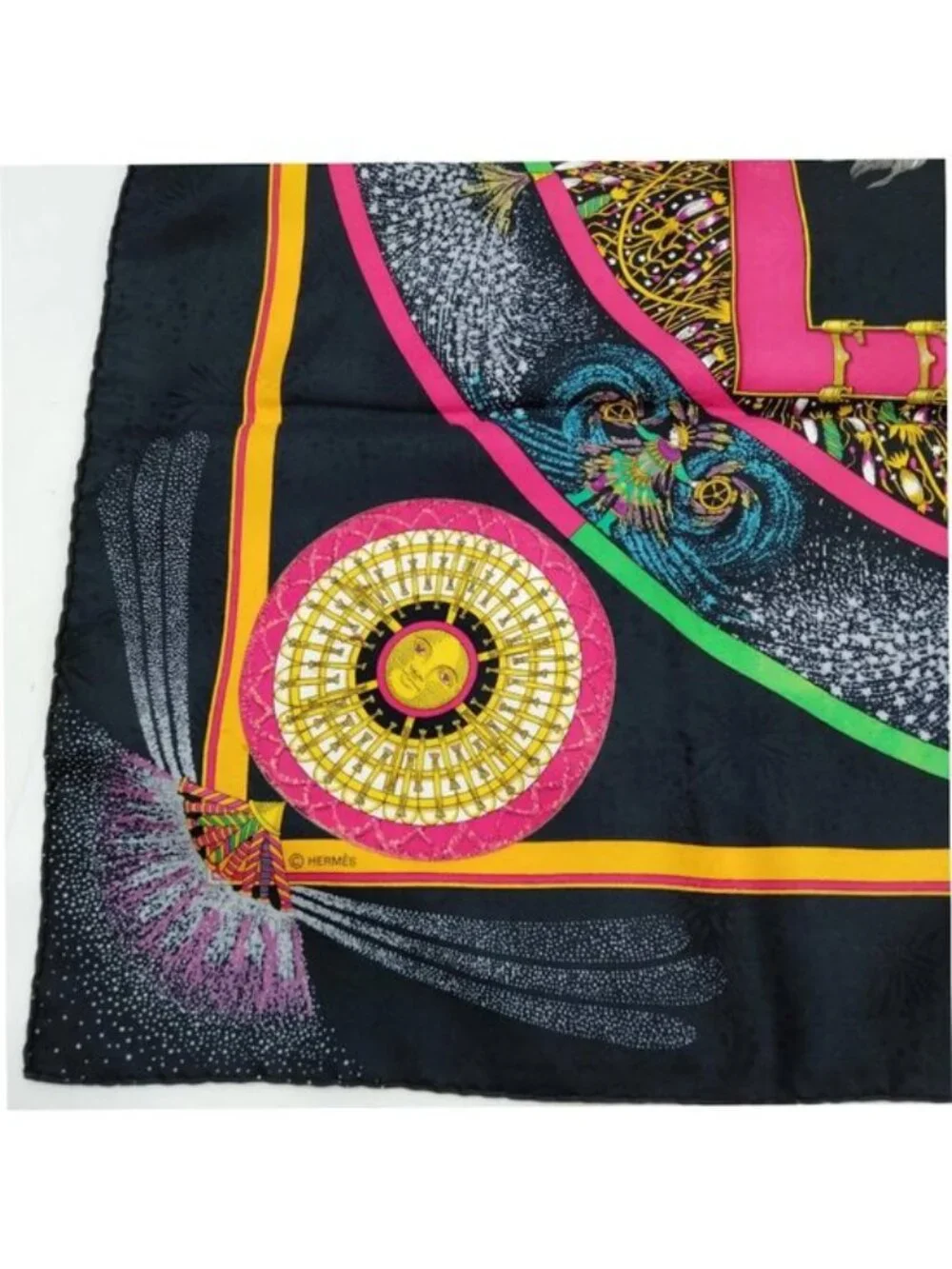 Authentic Hermès Paris Jeux de Paille Silk Scarf Carré 90 Multicolor